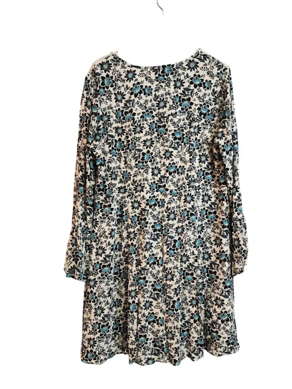 Torrid Mini Gauze Lace-Up Floral Skater V Neck Dress Beige 1 1X 14 16 NWOT - Picture 6 of 7